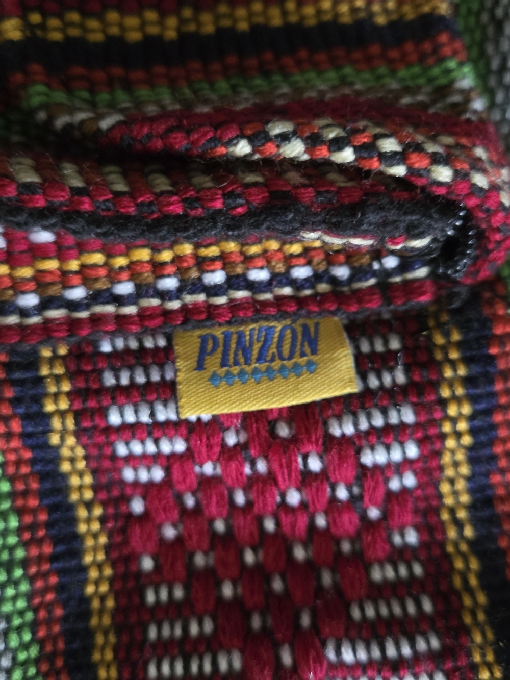 Handwoven Red Multicolor Drawstring Backpack, Made In MEXICO - Picture 7 of 10